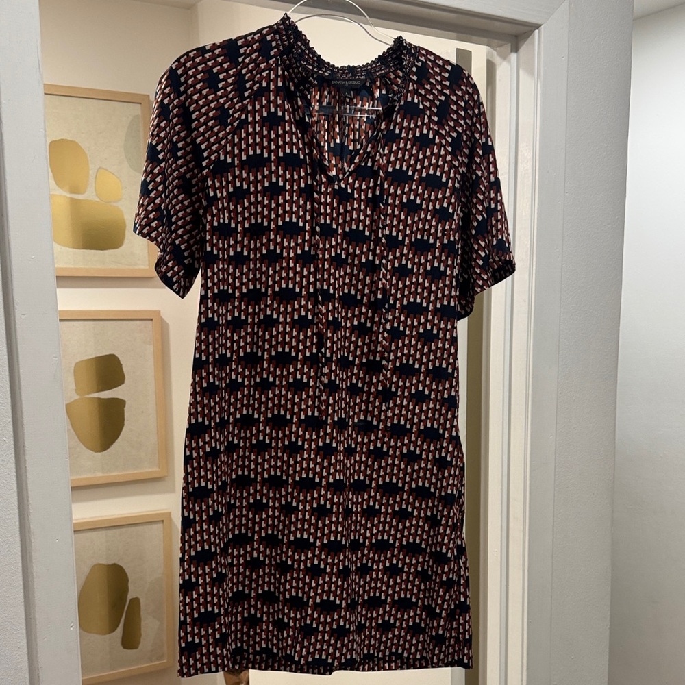 Stylish navy and rust Patterned Dress